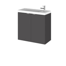 Hudson Reed Fusion 600mm Vanity Unit & Basin Contemp Gloss Grey MFC Painted Gloss 579x605x255mm - JJ Building Materials
