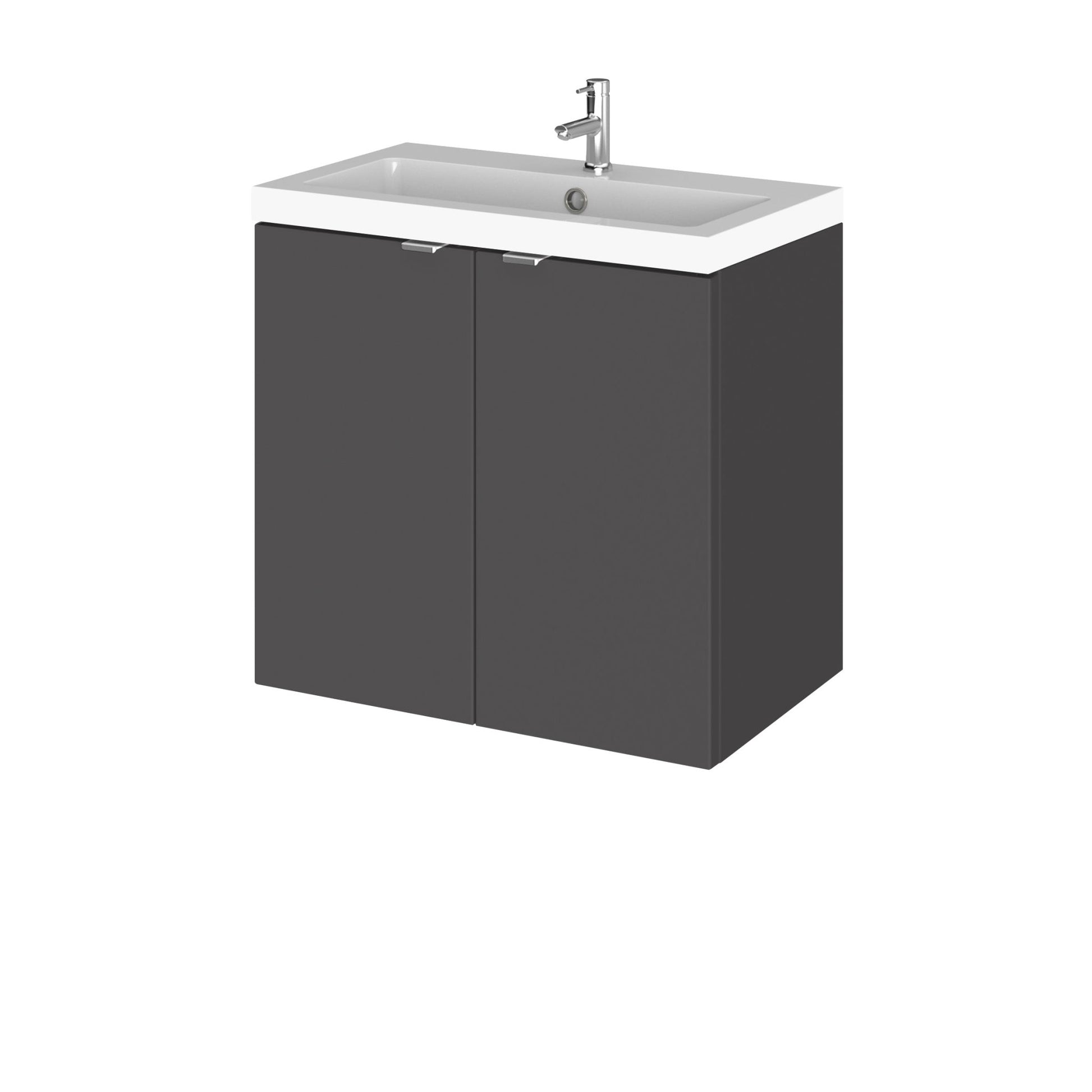 Hudson Reed Fusion 600mm Vanity Unit & Basin Contemp Gloss Grey MFC Painted Gloss 579x605x360mm - CBI936 - JJ Building Materials