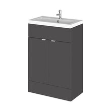 Hudson Reed Fusion 600mm Vanity Unit & Basin Contemp Gloss Grey MFC Painted Gloss 904x605x360mm - JJ Building Materials