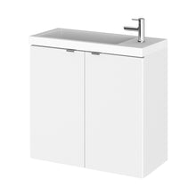 Hudson Reed Fusion 600mm Vanity Unit & Basin Contemp Gloss White MFC Painted Gloss 579x605x255mm - JJ Building Materials