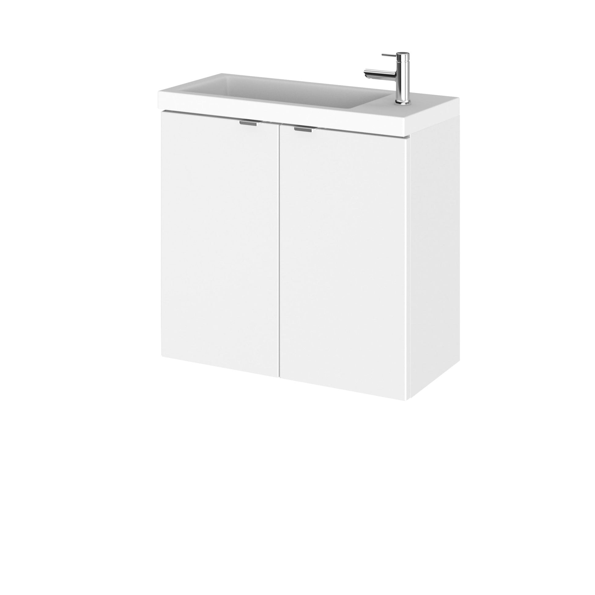 Hudson Reed Fusion 600mm Vanity Unit & Basin Contemp Gloss White MFC Painted Gloss 579x605x255mm - JJ Building Materials