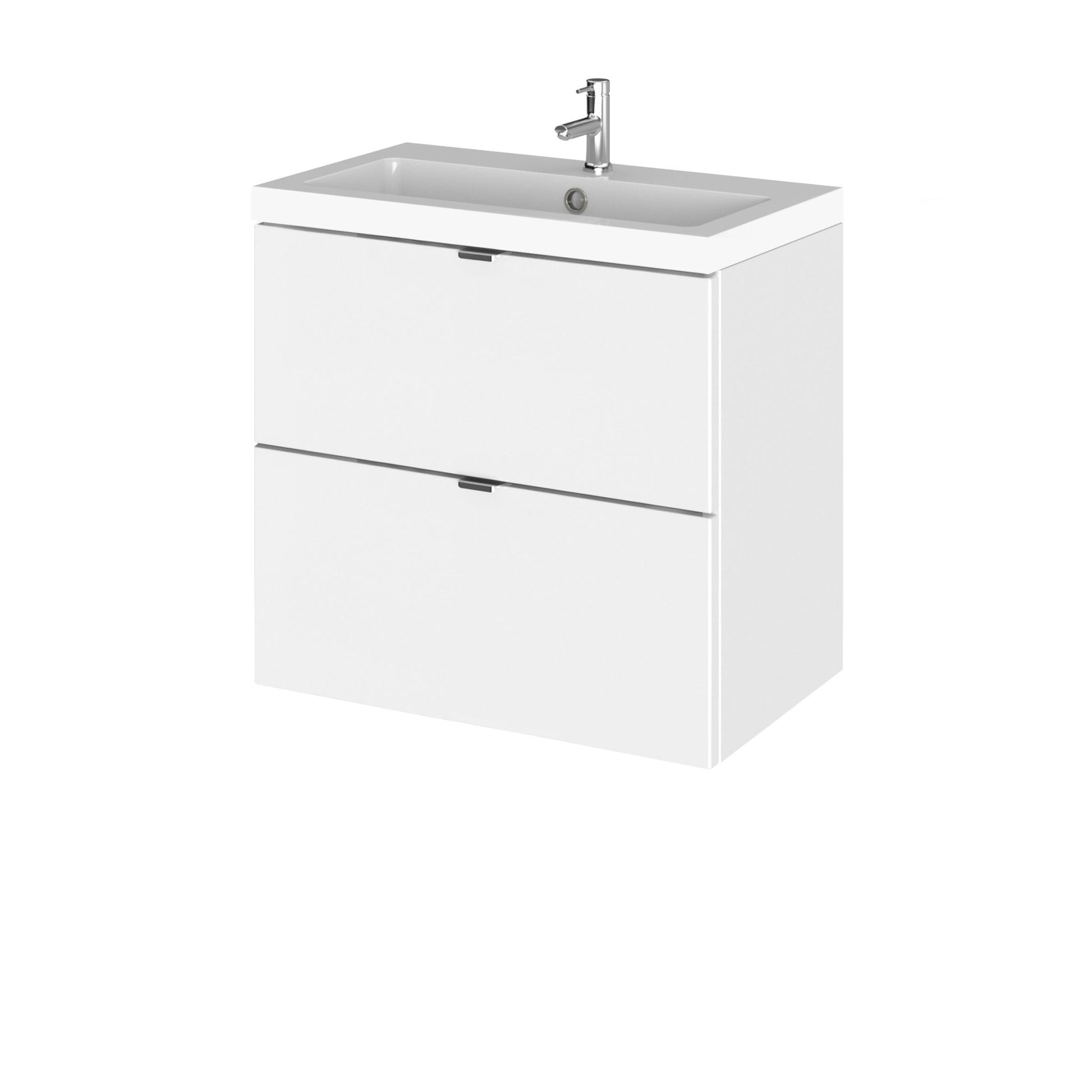 Hudson Reed Fusion 600mm Vanity Unit & Basin Contemp Gloss White MFC Painted Gloss 579x605x360mm - CBI130 - JJ Building Materials