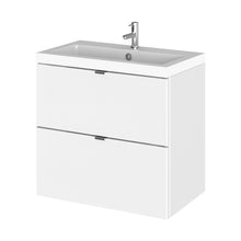 Hudson Reed Fusion 600mm Vanity Unit & Basin Contemp Gloss White MFC Painted Gloss 579x605x360mm - CBI130 - JJ Building Materials