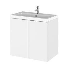 Hudson Reed Fusion 600mm Vanity Unit & Basin Contemp Gloss White MFC Painted Gloss 579x605x360mm - CBI136 - JJ Building Materials