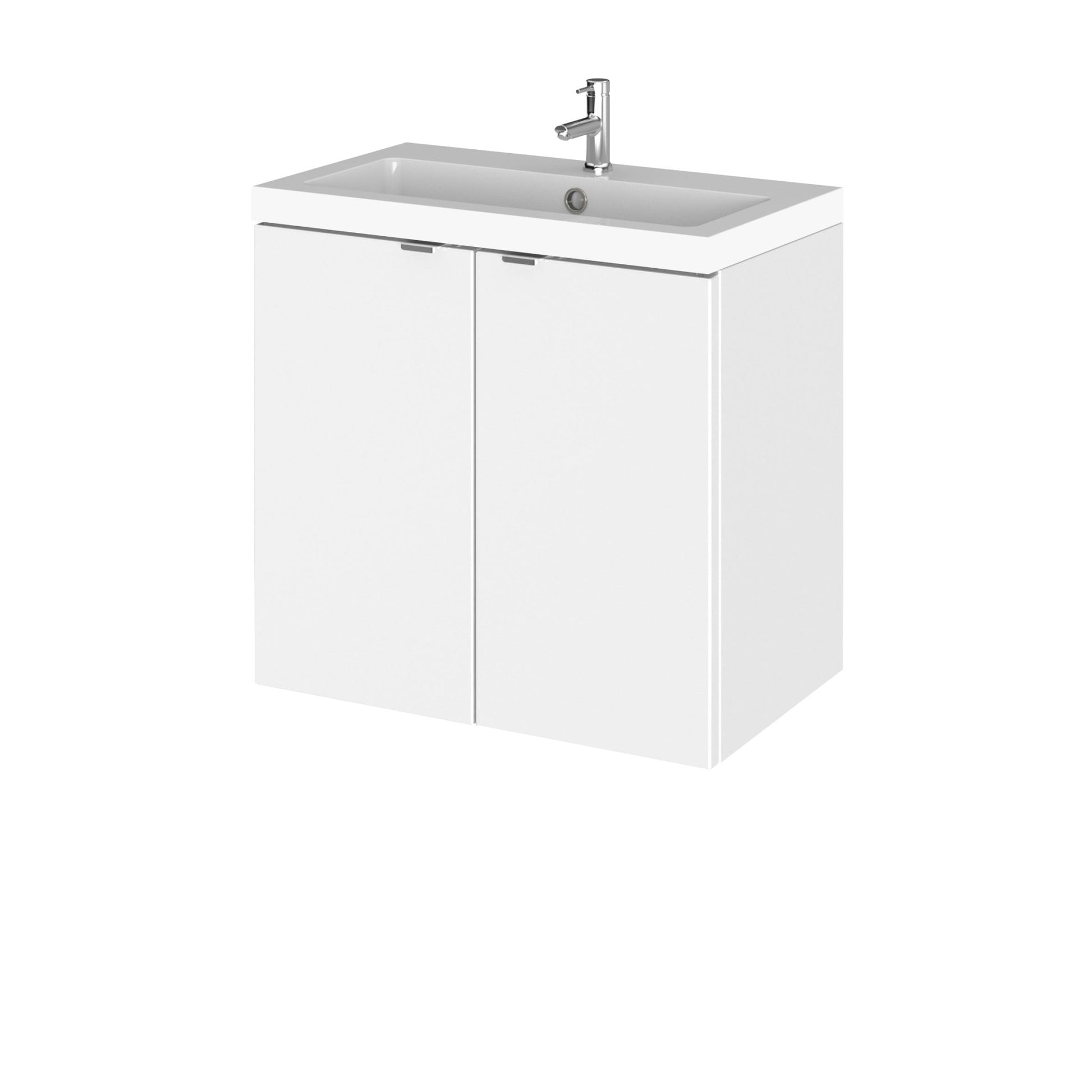 Hudson Reed Fusion 600mm Vanity Unit & Basin Contemp Gloss White MFC Painted Gloss 579x605x360mm - CBI136 - JJ Building Materials