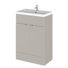 Hudson Reed Fusion 600mm Vanity Unit & Basin Contemp Pebble Grey MFC Smooth Matt 904x603x355mm - JJ Building Materials