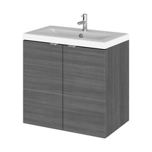 Hudson Reed Fusion 600mm Vanity Unit & Ceramic Basin Contemp Anthracite Woodgrain MFC Textured Woodgrain 579x605x360mm - CBI536A - JJ Building Materials