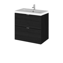 Hudson Reed Fusion 600mm Vanity Unit & Ceramic Basin Contemp Charcoal Black MFC Textured Woodgrain 579x605x360mm - CBI630A - JJ Building Materials