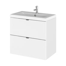 Hudson Reed Fusion 600mm Vanity Unit & Ceramic Basin Contemp Gloss White MFC Painted Gloss 579x605x360mm - CBI130A - JJ Building Materials