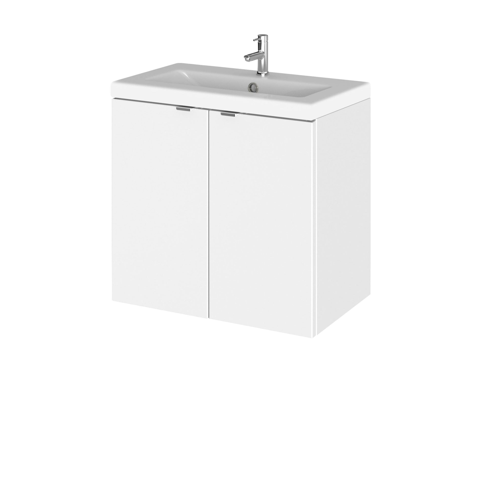 Hudson Reed Fusion 600mm Vanity Unit & Ceramic Basin Contemp Gloss White MFC Painted Gloss 579x605x360mm - CBI136A - JJ Building Materials