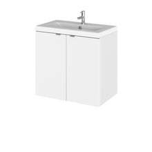 Hudson Reed Fusion 600mm Vanity Unit & Ceramic Basin Contemp Gloss White MFC Painted Gloss 579x605x360mm - CBI136A - JJ Building Materials