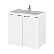 Hudson Reed Fusion 600mm Vanity Unit & Ceramic Basin Contemp Gloss White MFC Painted Gloss 579x605x360mm - CBI136A - JJ Building Materials