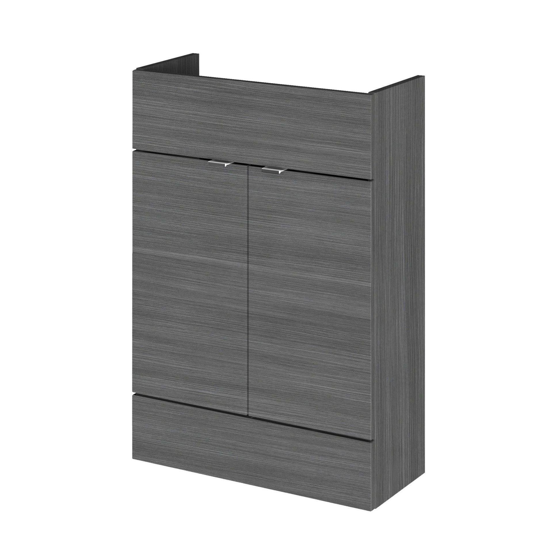 Hudson Reed Fusion 600mm Vanity Unit - Compact Contemp Anthracite Woodgrain MFC Textured Woodgrain 864x600x255mm - JJ Building Materials