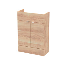 Hudson Reed Fusion 600mm Vanity Unit - Compact Contemp Bleached Oak MFC Textured Woodgrain 864x600x255mm - JJ Building Materials