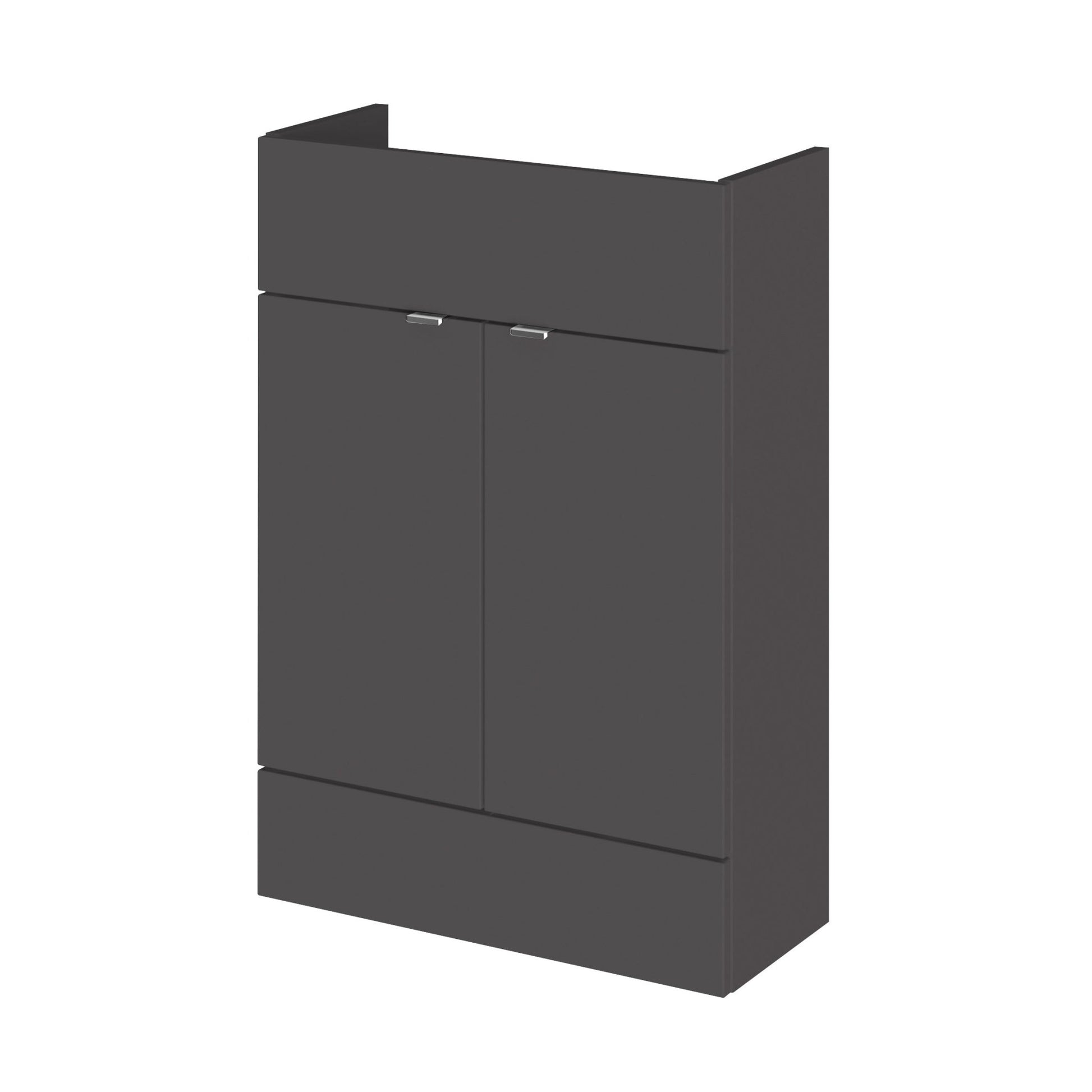 Hudson Reed Fusion 600mm Vanity Unit - Compact Contemp Gloss Grey MFC Gloss 864x600x255mm - JJ Building Materials