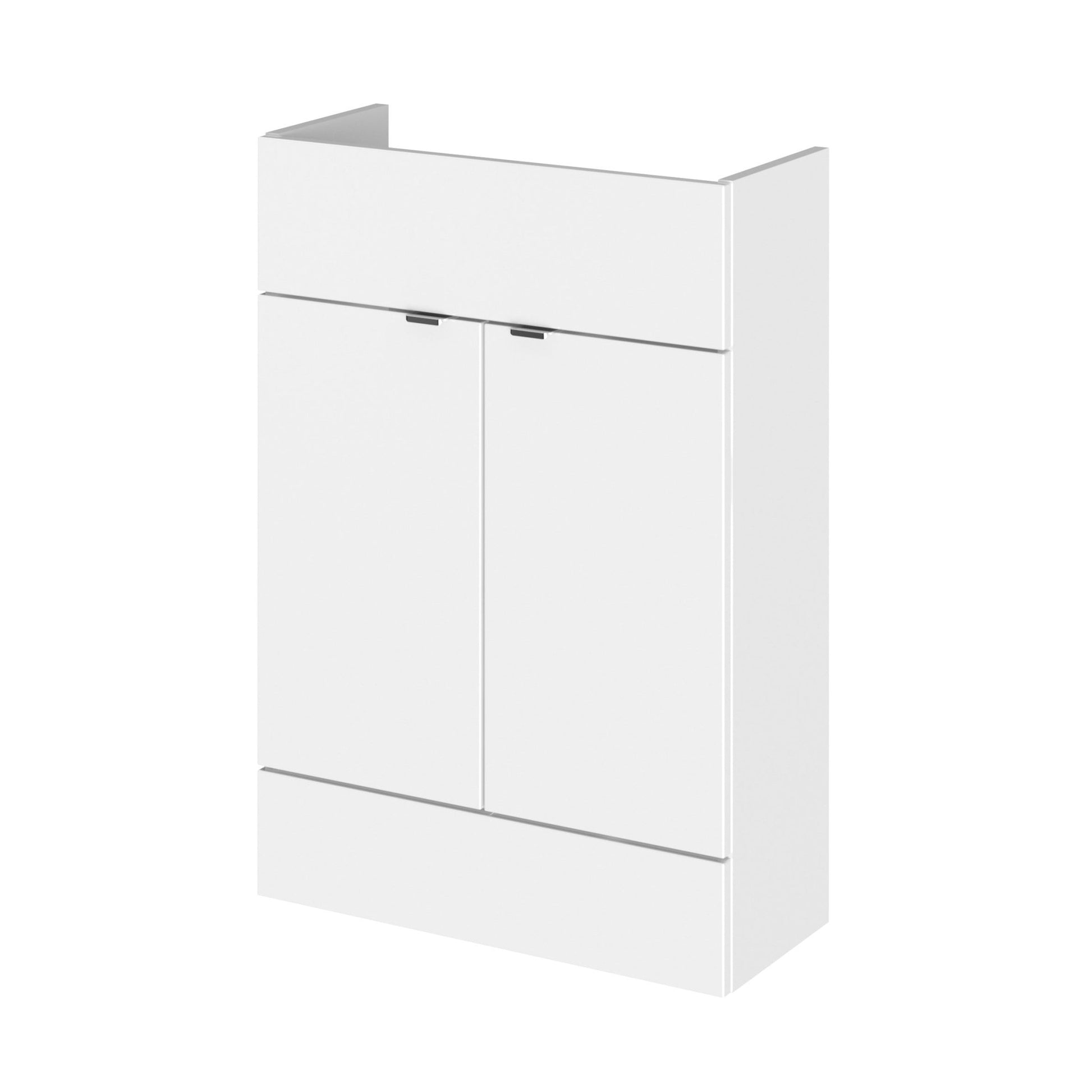 Hudson Reed Fusion 600mm Vanity Unit - Compact Contemp Gloss White MFC Painted Gloss 864x600x255mm - JJ Building Materials