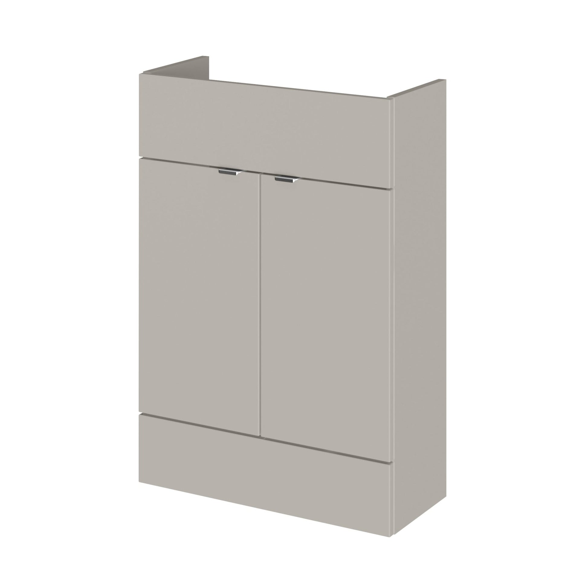 Hudson Reed Fusion 600mm Vanity Unit - Compact Contemp Pebble Grey MFC Textured Woodgrain 864x600x255mm - JJ Building Materials