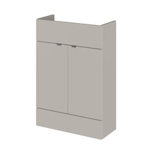 Hudson Reed Fusion 600mm Vanity Unit - Compact Contemp Pebble Grey MFC Textured Woodgrain 864x600x255mm - JJ Building Materials