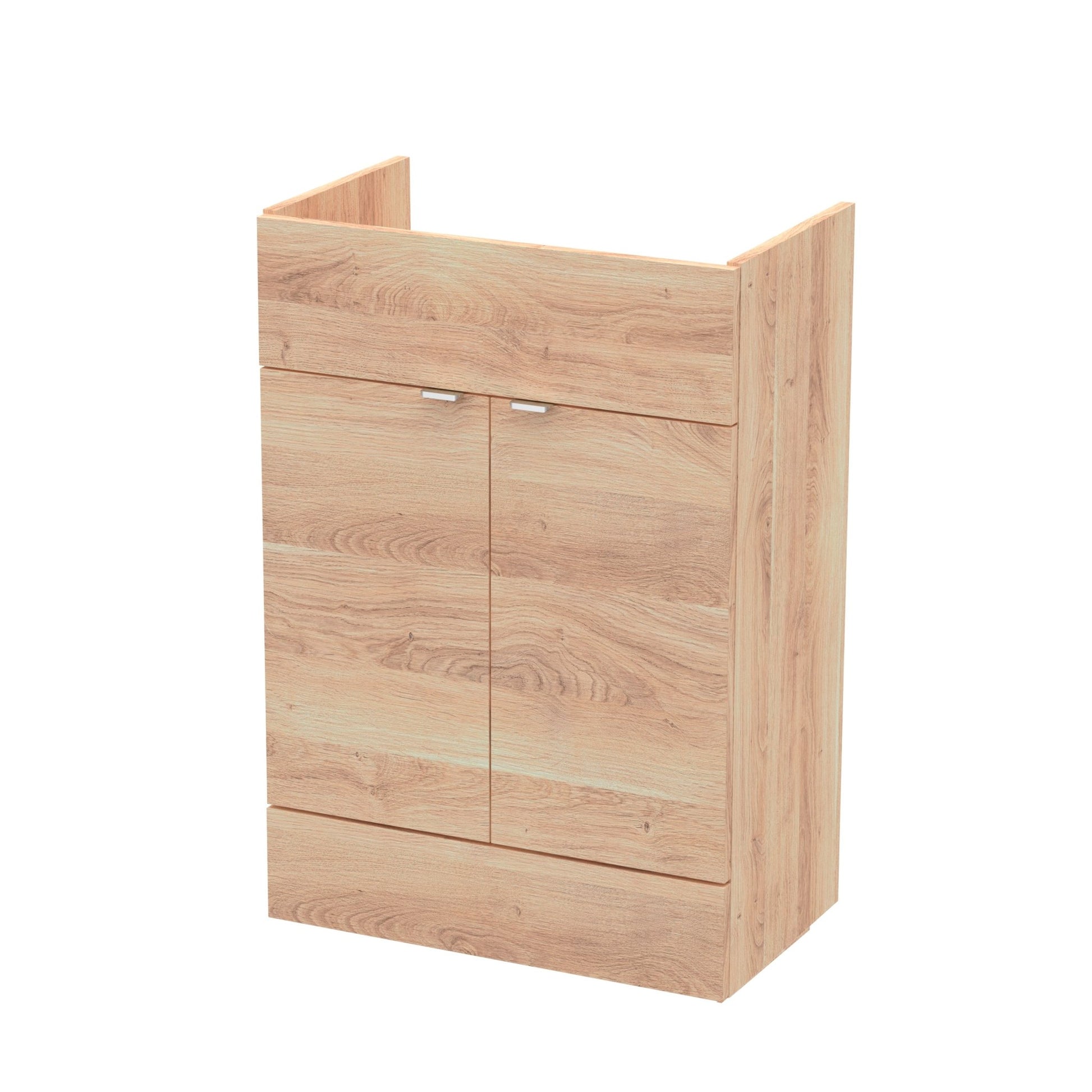 Hudson Reed Fusion 600mm Vanity Unit Contemp Bleached Oak MFC Textured Woodgrain 864x600x355mm - JJ Building Materials
