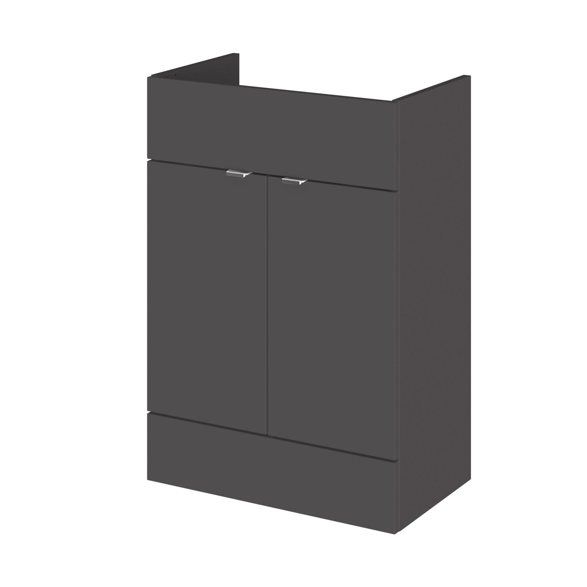 Hudson Reed Fusion 600mm Vanity Unit Contemp Gloss Grey MFC Painted Gloss 864x600x355mm - JJ Building Materials