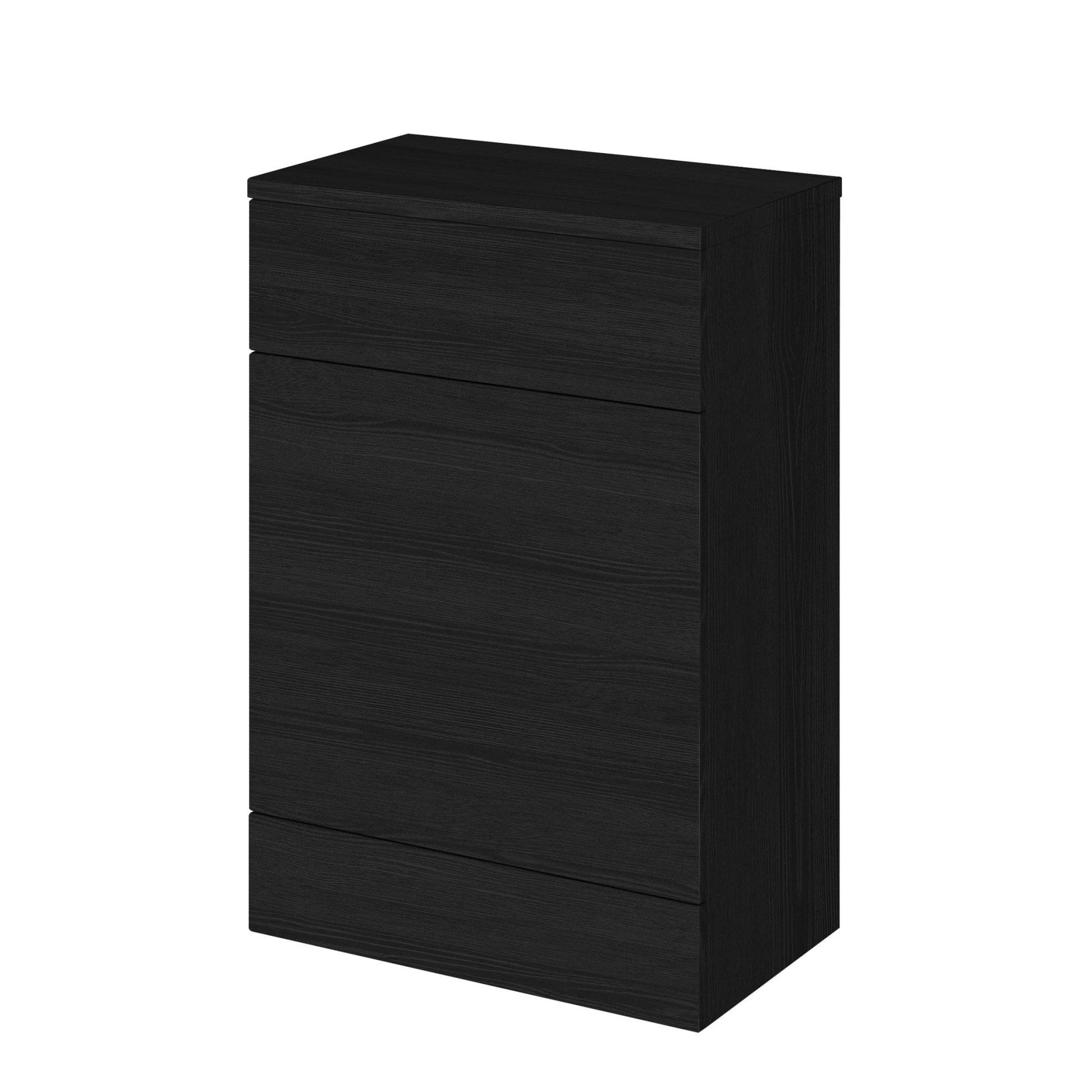 Hudson Reed Fusion 600mm Wc Unit & Co - ordinating Top Contemp Charcoal Black MFC Textured Woodgrain 882x605x360mm - JJ Building Materials