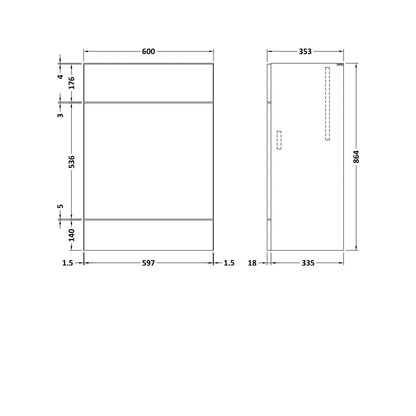 Hudson Reed Fusion 600mm Wc Unit Contemp Bleached Oak MFC Textured Woodgrain 864x600x355mm - JJ Building Materials