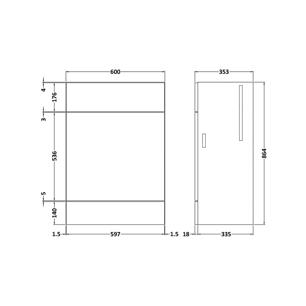 Hudson Reed Fusion 600mm Wc Unit Contemp Graphite Grey Woodgrain MFC Textured Woodgrain 864x600x355mm - JJ Building Materials