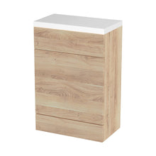 Hudson Reed Fusion 600mm Wc Unit & Polymarble Top Contemp Bleached Oak MFC Textured Woodgrain 904x603x355mm - JJ Building Materials