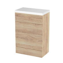 Hudson Reed Fusion 600mm Wc Unit & Polymarble Top Contemp Bleached Oak MFC Textured Woodgrain 904x603x355mm - JJ Building Materials