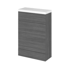 Hudson Reed Fusion 600mm Wc Unit & Top - Compact Contemp Anthracite Woodgrain MFC Textured Woodgrain 904x605x260mm - JJ Building Materials