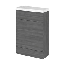 Hudson Reed Fusion 600mm Wc Unit & Top - Compact Contemp Anthracite Woodgrain MFC Textured Woodgrain 904x605x260mm - JJ Building Materials