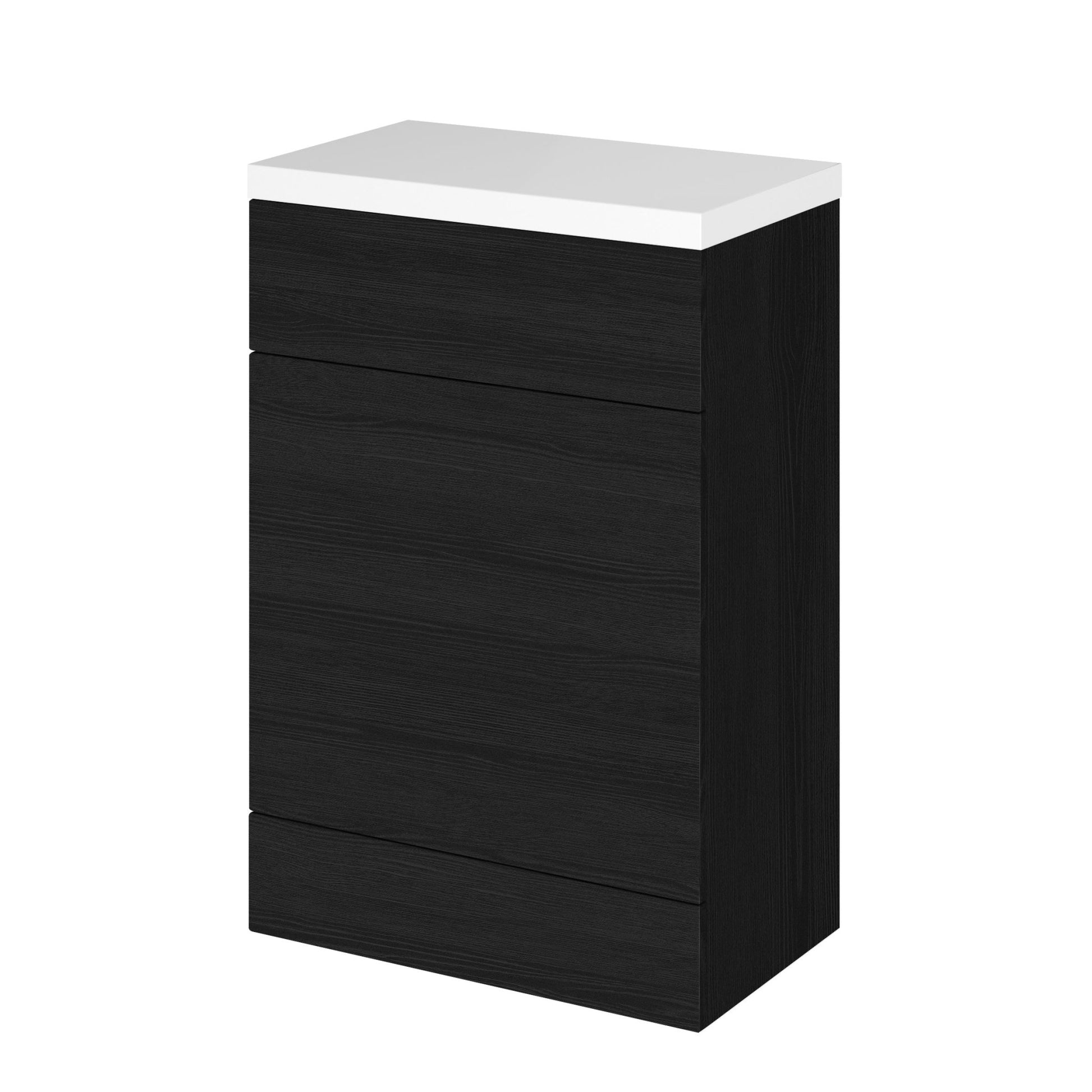 Hudson Reed Fusion 600mm Wc Unit & Top Contemp Charcoal Black MFC Textured Woodgrain 904x605x360mm - JJ Building Materials