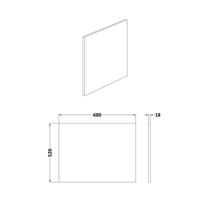 Hudson Reed Fusion 700mm Shower Bath End Panel Contemp Anthracite Woodgrain MFC Textured Woodgrain 520x680x18mm - JJ Building Materials