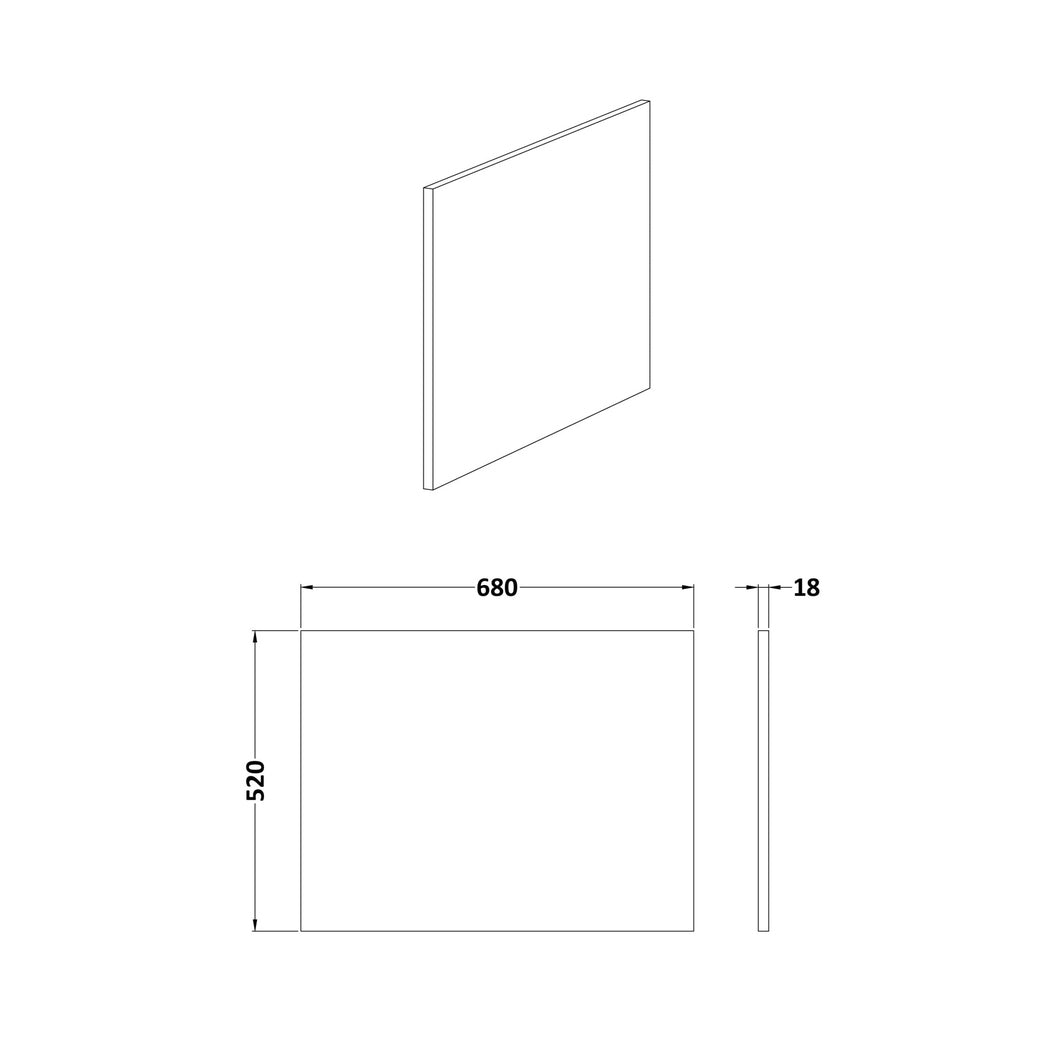 Hudson Reed Fusion 700mm Shower Bath End Panel Contemp Charcoal Black MFC Textured Woodgrain 520x680x18mm - JJ Building Materials