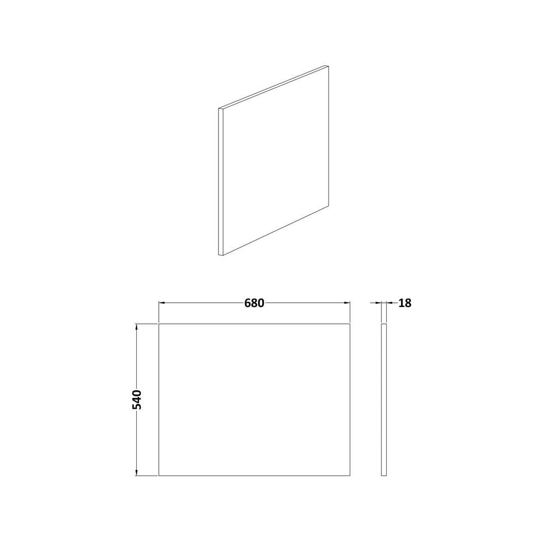 Hudson Reed Fusion 700mm Shower Bath End Panel Contemp Gloss White MDF Painted Gloss 540x680x18mm - JJ Building Materials