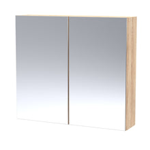 Hudson Reed Fusion 800mm Mirror Unit (50/50) Contemp Bleached Oak MFC Textured Woodgrain 715x800x180mm - JJ Building Materials