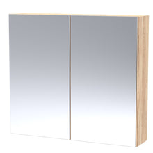 Hudson Reed Fusion 800mm Mirror Unit (50/50) Contemp Bleached Oak MFC Textured Woodgrain 715x800x180mm - JJ Building Materials