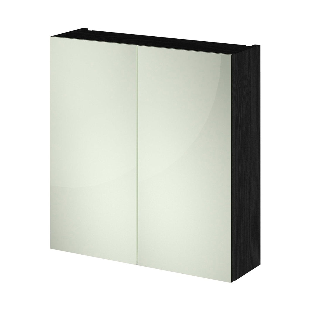 Hudson Reed Fusion 800mm Mirror Unit (50/50) Contemp Charcoal Black MFC Textured Woodgrain 715x800x180mm - JJ Building Materials