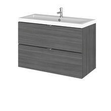 Hudson Reed Fusion 800mm Vanity Unit & Basin Contemp Anthracite Woodgrain MFC Textured Woodgrain 579x805x360mm - JJ Building Materials