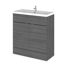 Hudson Reed Fusion 800mm Vanity Unit & Basin Contemp Anthracite Woodgrain MFC Textured Woodgrain 904x805x360mm - JJ Building Materials