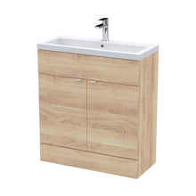 Hudson Reed Fusion 800mm Vanity Unit & Basin Contemp Bleached Oak MFC Textured Woodgrain 904x805x360mm - JJ Building Materials