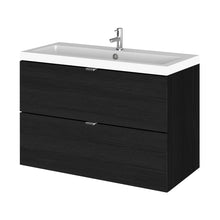 Hudson Reed Fusion 800mm Vanity Unit & Basin Contemp Charcoal Black MFC Textured Woodgrain 579x805x360mm - JJ Building Materials