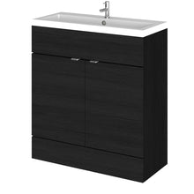 Hudson Reed Fusion 800mm Vanity Unit & Basin Contemp Charcoal Black MFC Textured Woodgrain 904x805x360mm - JJ Building Materials