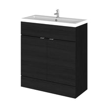 Hudson Reed Fusion 800mm Vanity Unit & Basin Contemp Charcoal Black MFC Textured Woodgrain 904x805x360mm - JJ Building Materials