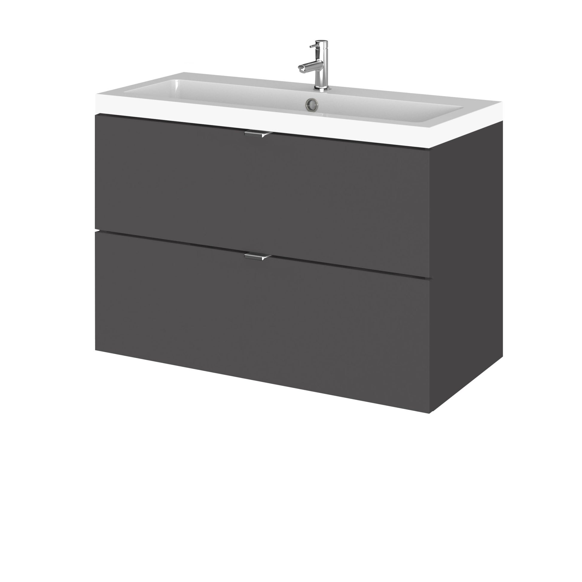 Hudson Reed Fusion 800mm Vanity Unit & Basin Contemp Gloss Grey MFC Painted Gloss 579x805x360mm - JJ Building Materials
