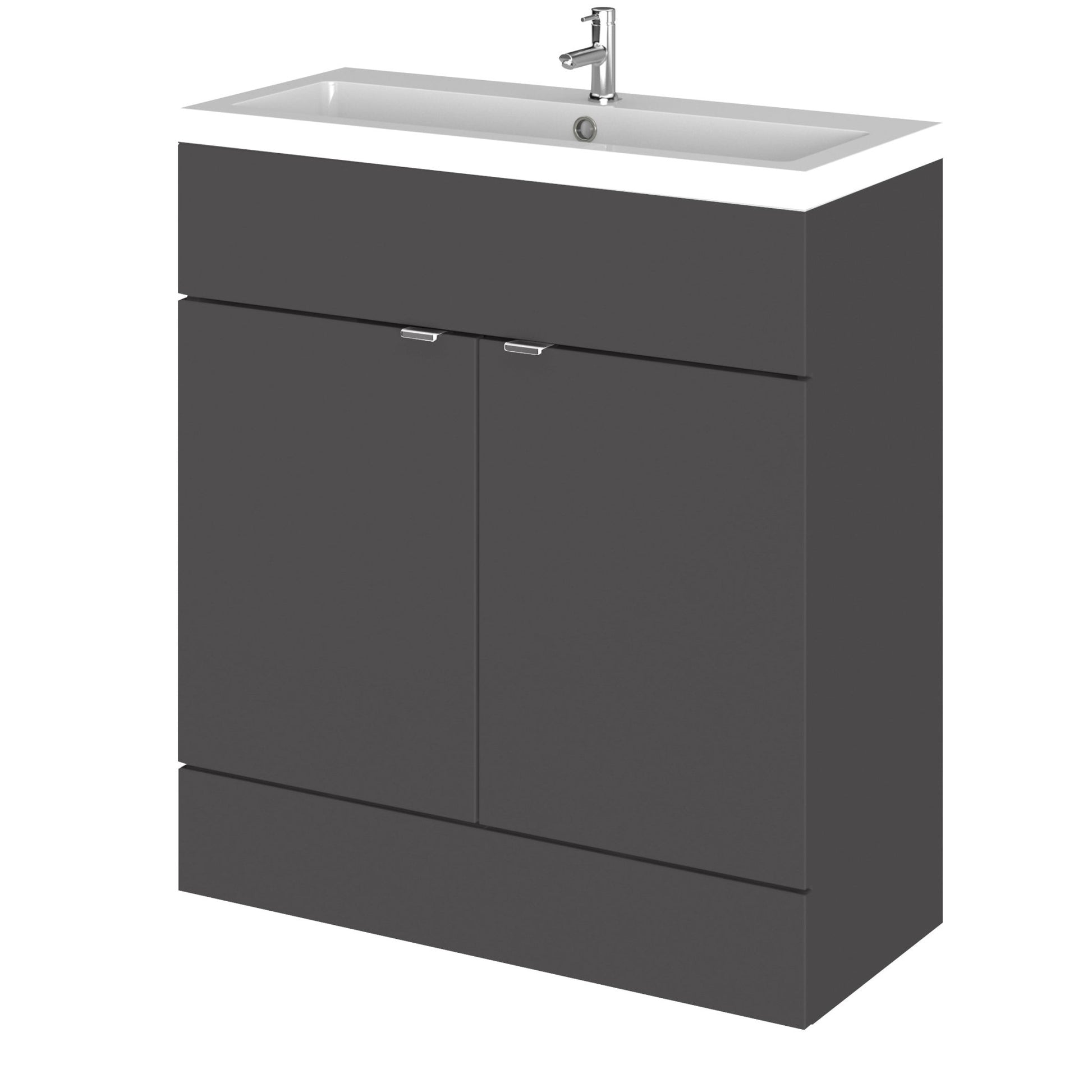Hudson Reed Fusion 800mm Vanity Unit & Basin Contemp Gloss Grey MFC Painted Gloss 904x805x360mm - JJ Building Materials