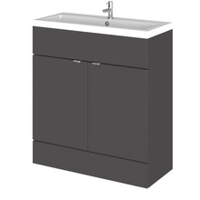 Hudson Reed Fusion 800mm Vanity Unit & Basin Contemp Gloss Grey MFC Painted Gloss 904x805x360mm - JJ Building Materials