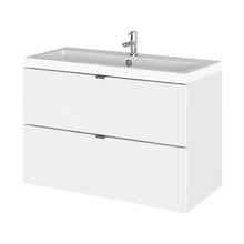 Hudson Reed Fusion 800mm Vanity Unit & Basin Contemp Gloss White MFC Painted Gloss 579x805x360mm - JJ Building Materials