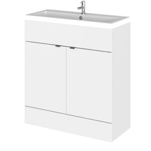 Hudson Reed Fusion 800mm Vanity Unit & Basin Contemp Gloss White MFC Painted Gloss 904x805x360mm - JJ Building Materials