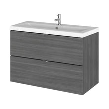 Hudson Reed Fusion 800mm Vanity Unit & Ceramic Basin Contemp Anthracite Woodgrain MFC Textured Woodgrain 579x805x360mm - JJ Building Materials
